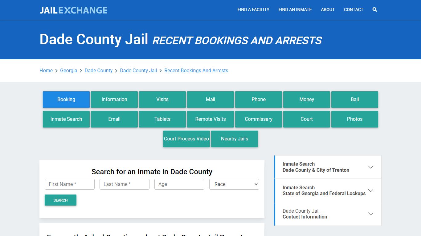 Dade County Jail GA Recent Arrests and Bookings - Jail Exchange