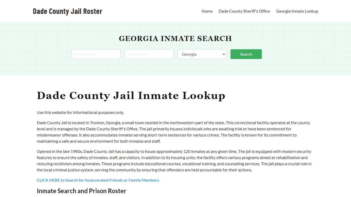 Dade County Jail Roster Lookup, GA, Inmate Search